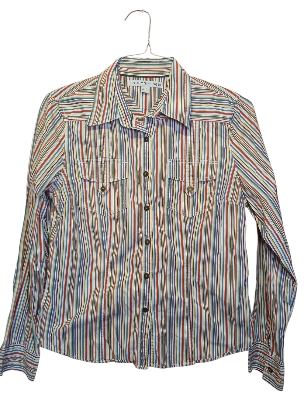 Tommy Hilfiger Multicolor Striped Button-Up Shirt P2p 20" Length 22"
